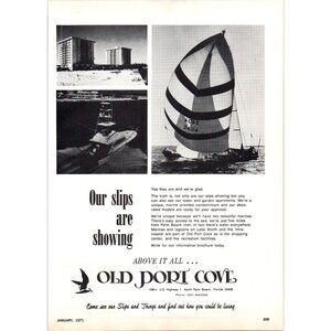 1971 Old Port Cove North Palm Beach Florida Vintage Print Ad Marina Wall Art